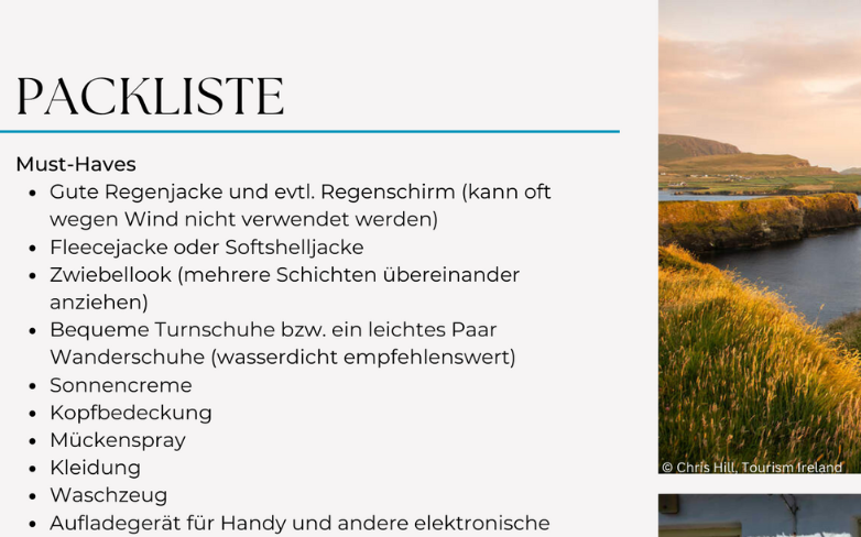 Auszug der Packliste aus unserem Ratgeber